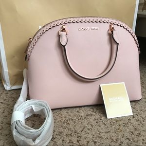 SCALLOPED EMMY LG DOME SATCHEL BAG (BLOSSOM ROSE)